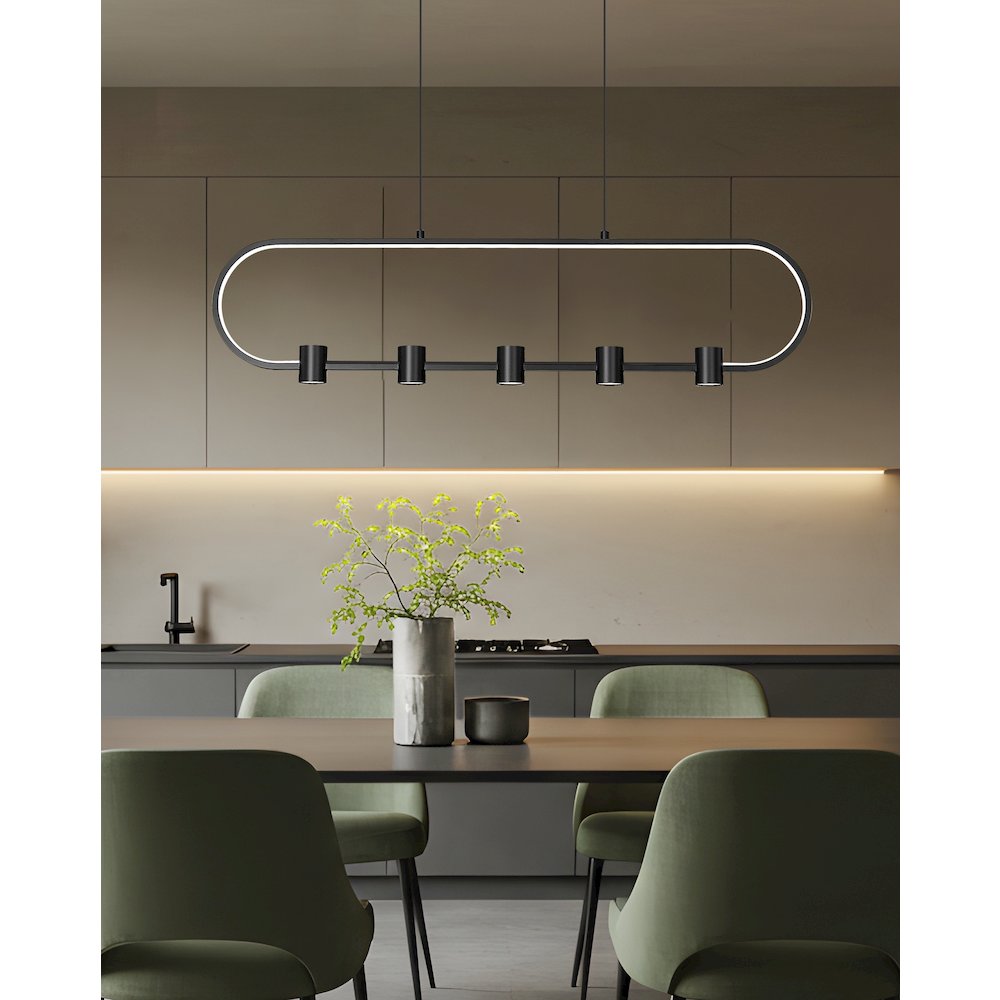 Z-Lite 5 Light Linear Chandelier, Matte Black. Picture 6
