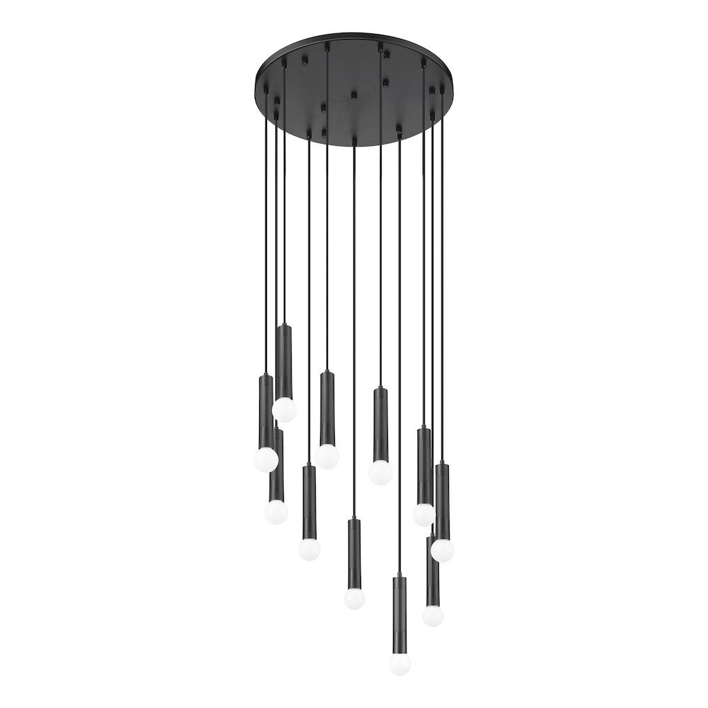 Z-Lite Stari 11 Light Chandelier in Matte Black color, Steel frame. Picture 5