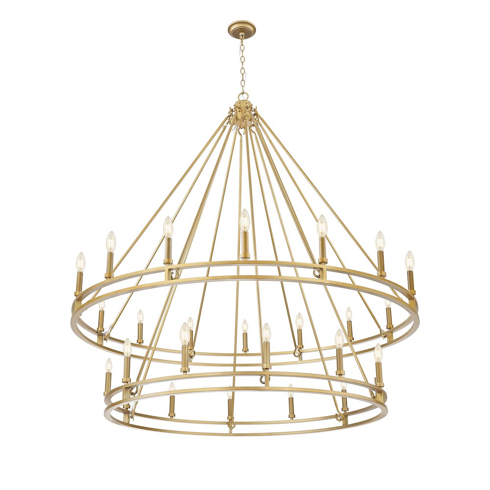 Z-Lite Dennison 28 Light Chandelier in Signature Brass color, Steel frame. Picture 3