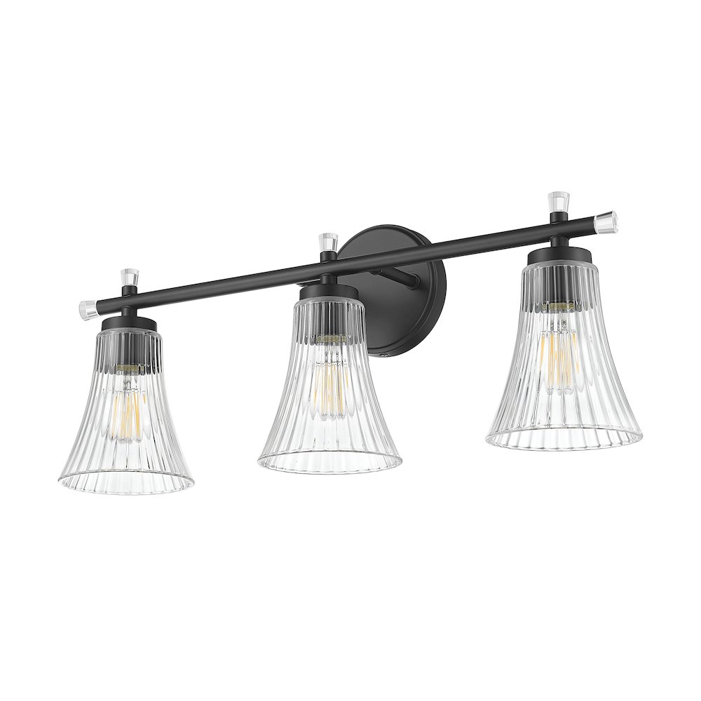 Z-Lite Belle 3 Light Vanity in Matte Black color, Steel frame. Picture 5
