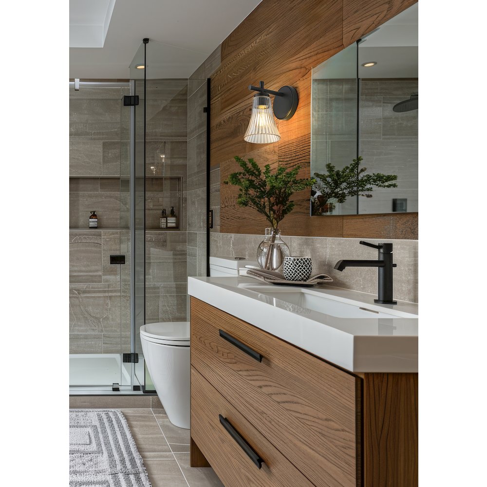 Z-Lite Belle 1 Light Wall Sconce in Matte Black color, Steel frame. Picture 6
