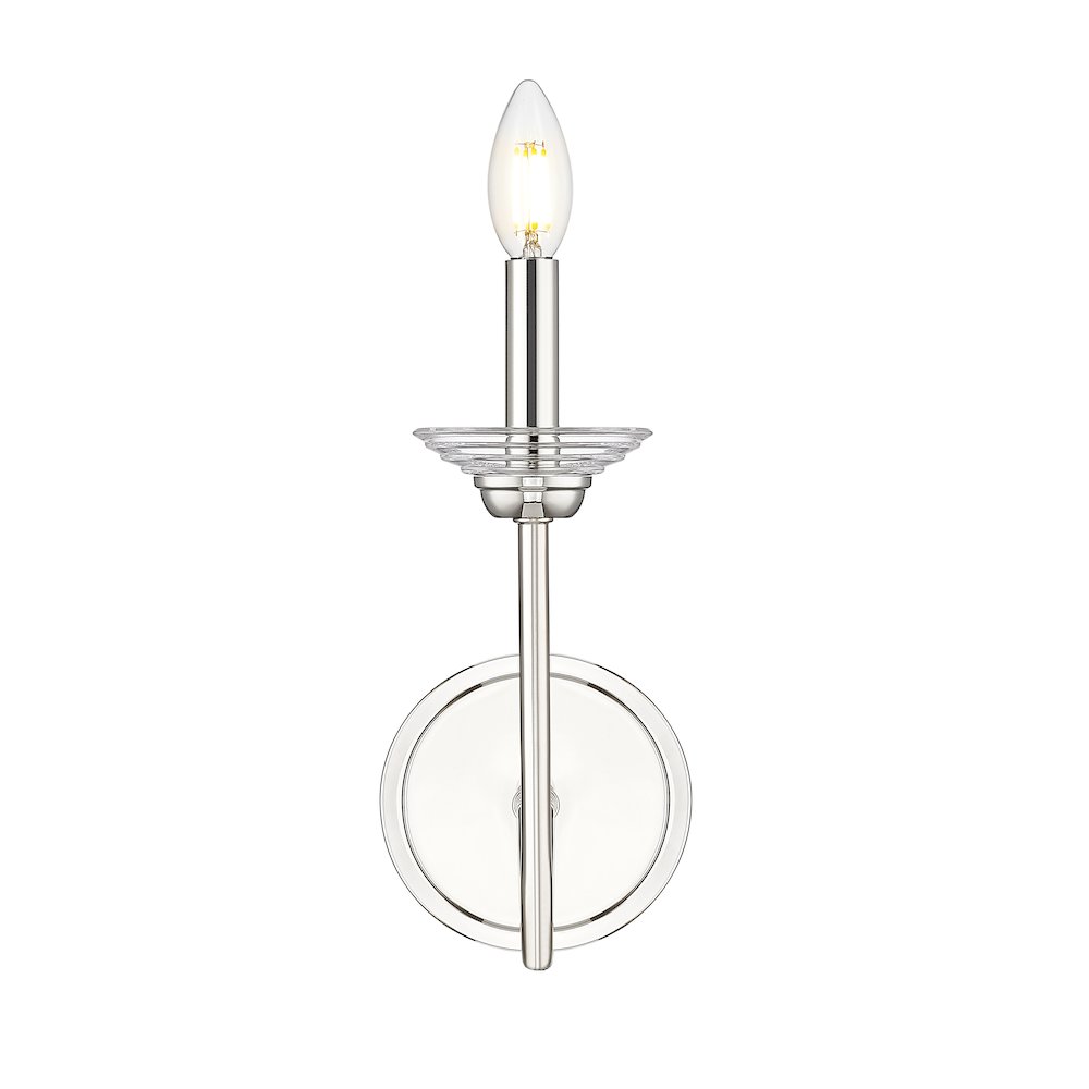 Z-Lite Allistair 1 Light Wall Sconce in Polished Nickel color, Steel frame. Picture 2