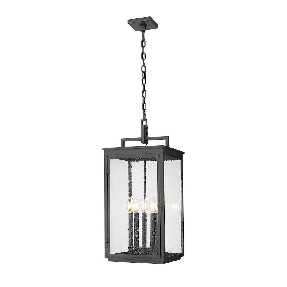 Z-Lite Hartwell 5 Light Outdoor Chain Mount Ceiling Fixture in Sand Black color. Picture 1