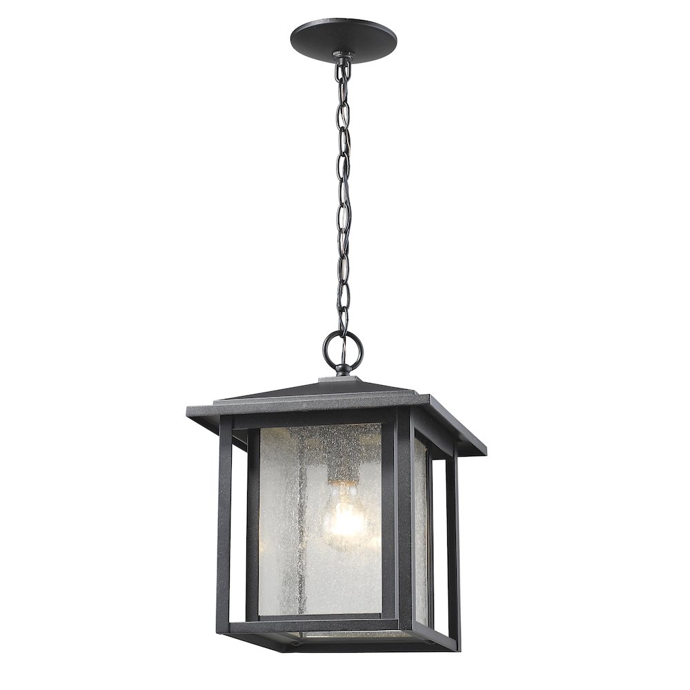 Z-Lite Aspen 1 Light Outdoor Chain Mount Ceiling Fixture, Black. Picture 1