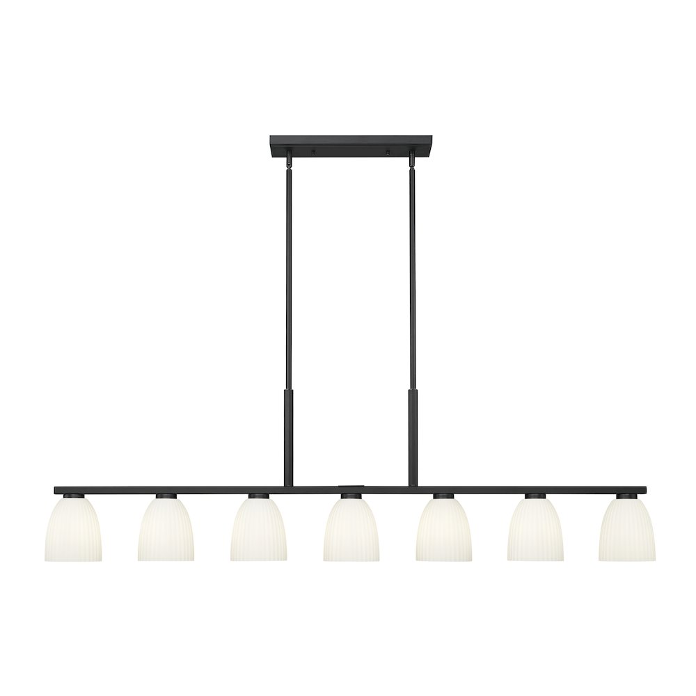 Z-Lite Naya 7 Light Linear Chandelier in Matte Black color, Steel frame. Picture 2