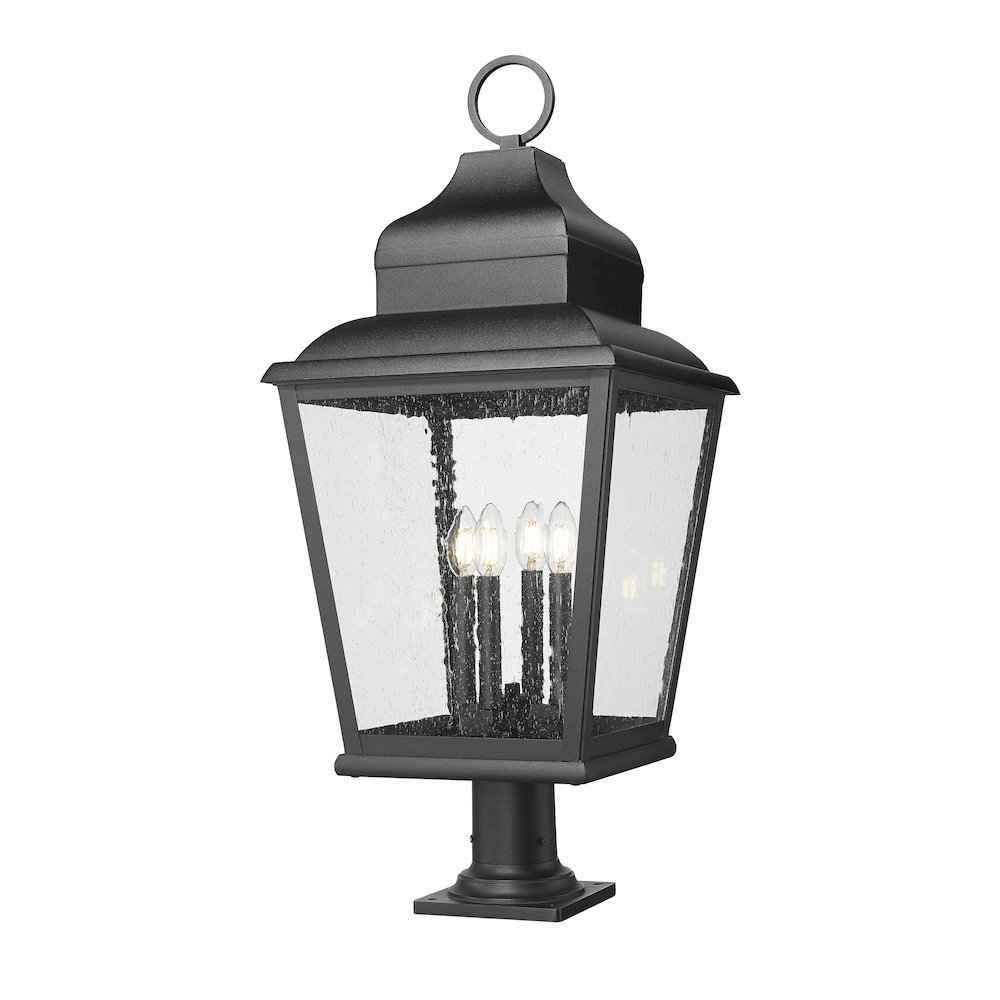 Z-Lite 4 Light Outdoor Pier Mounted Fixture, Sand Black. Picture 1