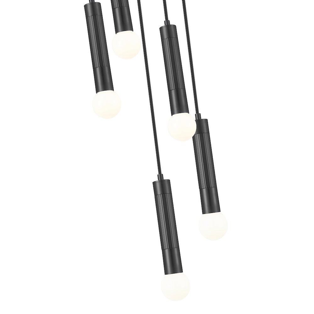 Z-Lite Stari 5 Light Chandelier in Matte Black color, Steel frame. Picture 4