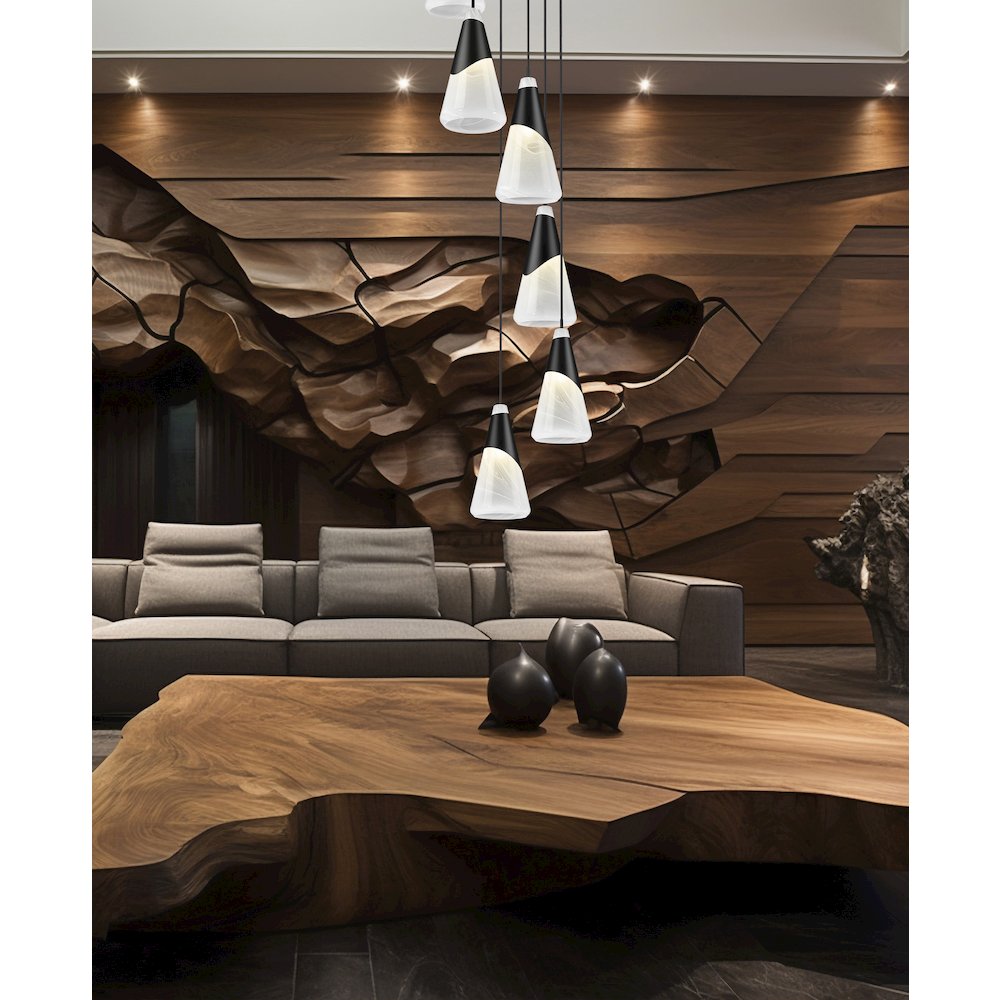 Z-Lite Aimie 7 Light Chandelier, Matte Black. Picture 6