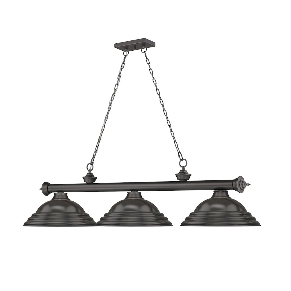 Z-Lite Cordon 3 Light Billiard, Steel Frame, Bronze Shade Color. Picture 3