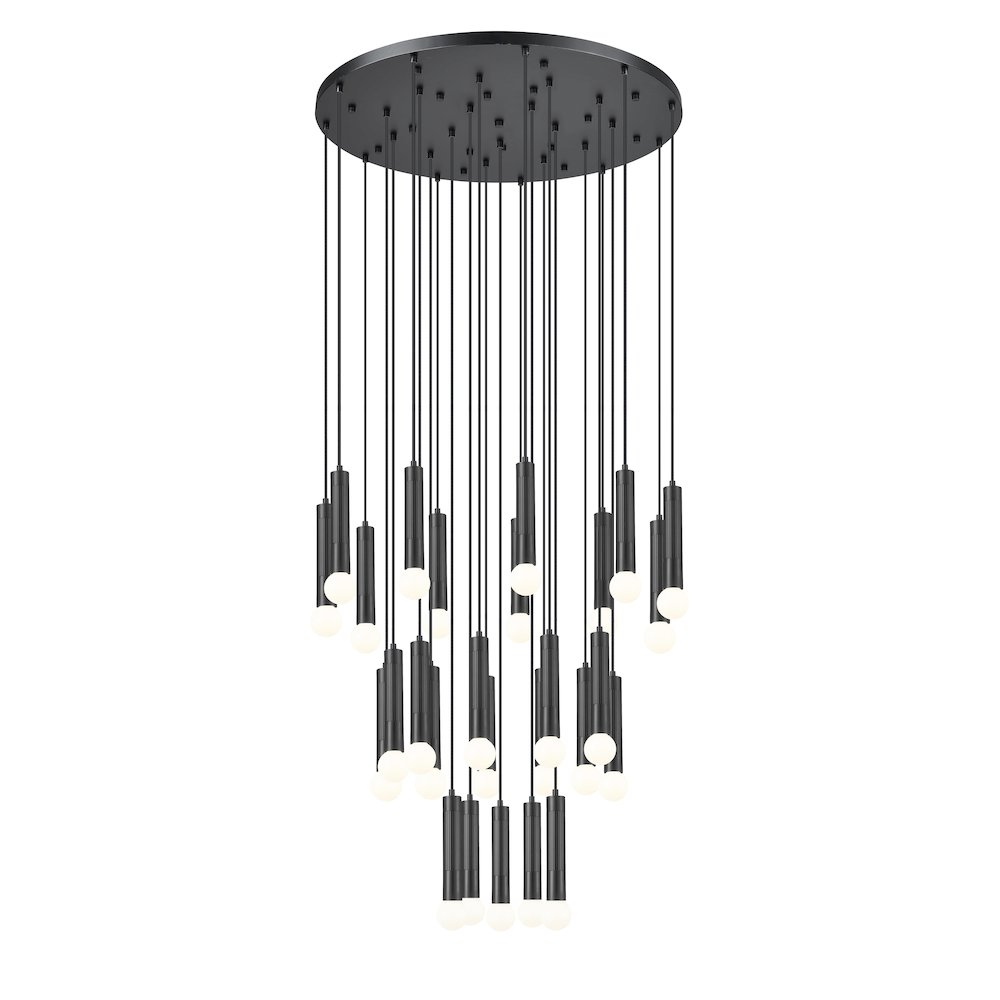 Z-Lite Stari 27 Light Chandelier in Matte Black color, Steel frame. Picture 3