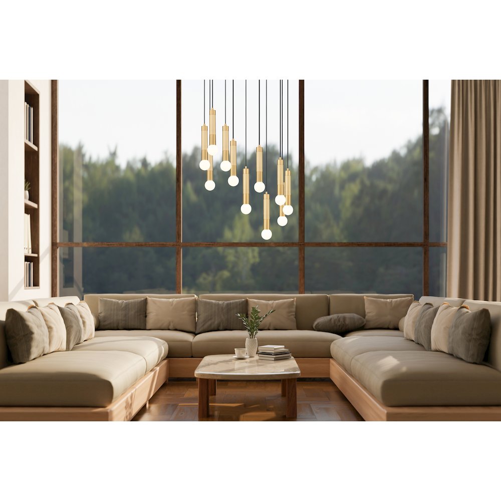 Z-Lite Stari 11 Light Chandelier in Modern Gold color, Steel frame. Picture 6
