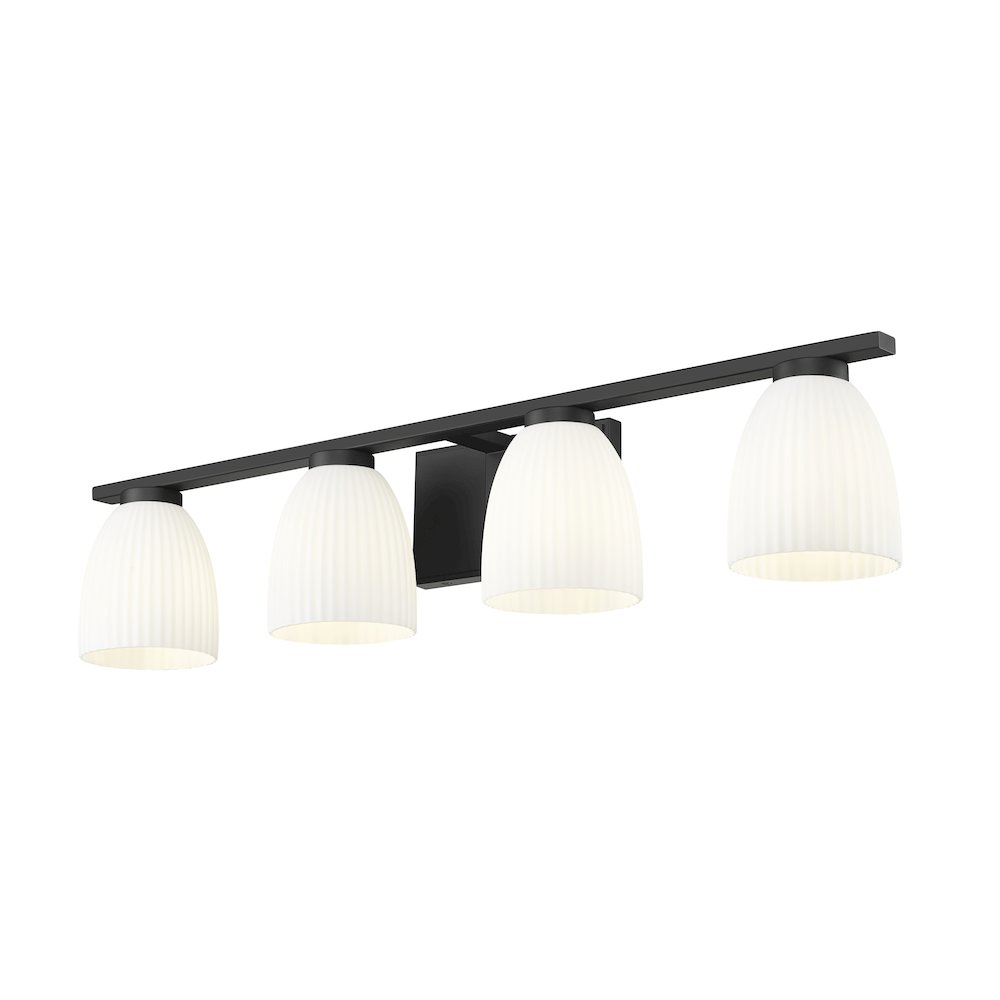 Z-Lite Naya 4 Light Vanity in Matte Black color, Steel frame. Picture 3