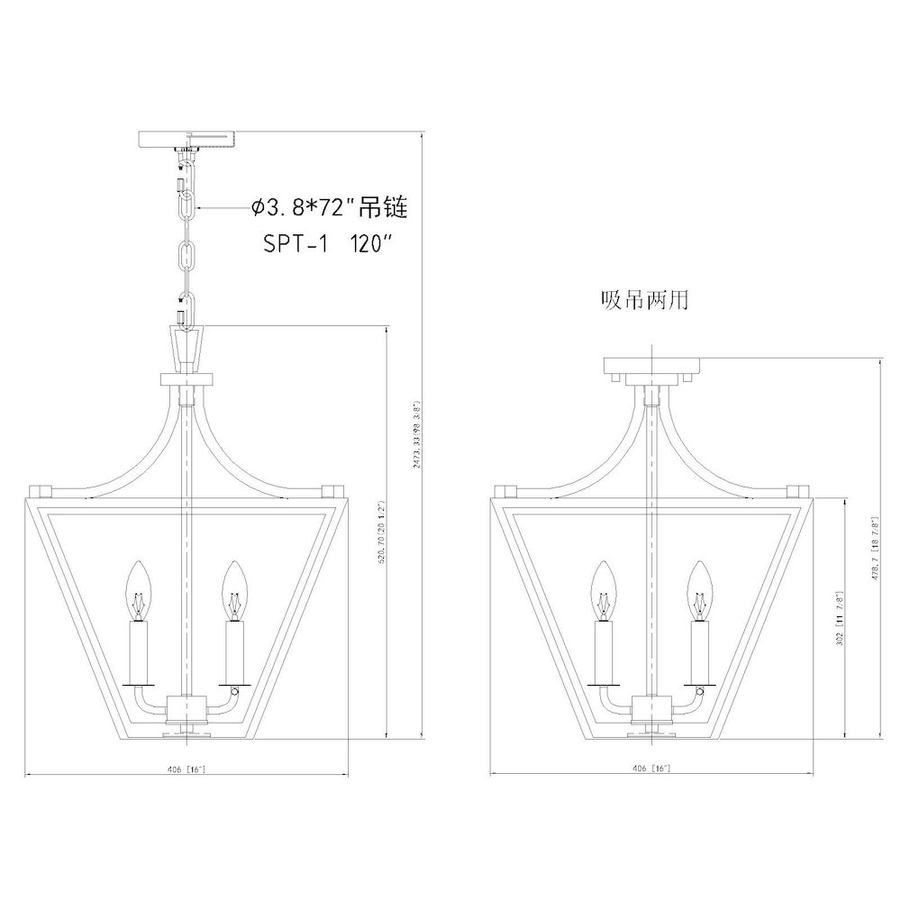 Z-Lite 3 Light Chandelier, Iron Ore. Picture 8