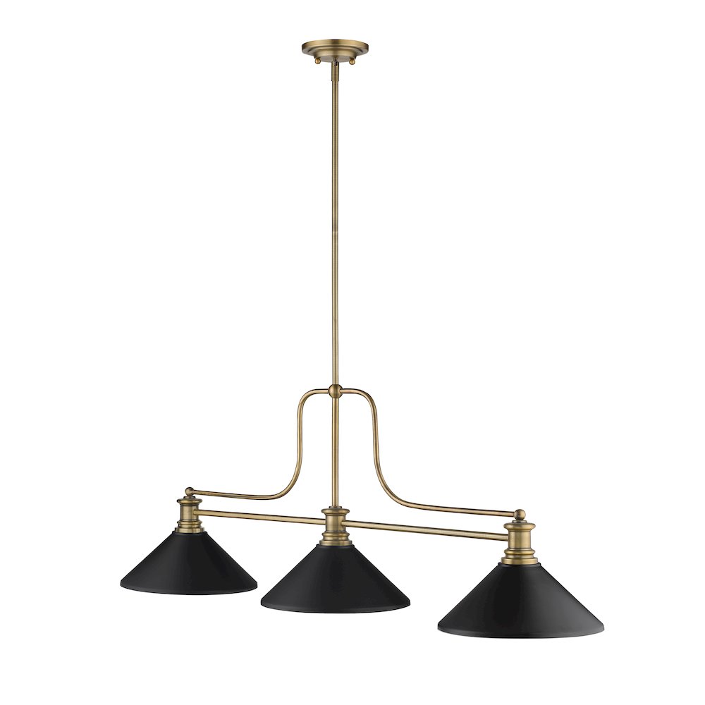 Z-Lite Melange 3 Light Billiard, Steel Frame, Matte Black Shade Color. Picture 3