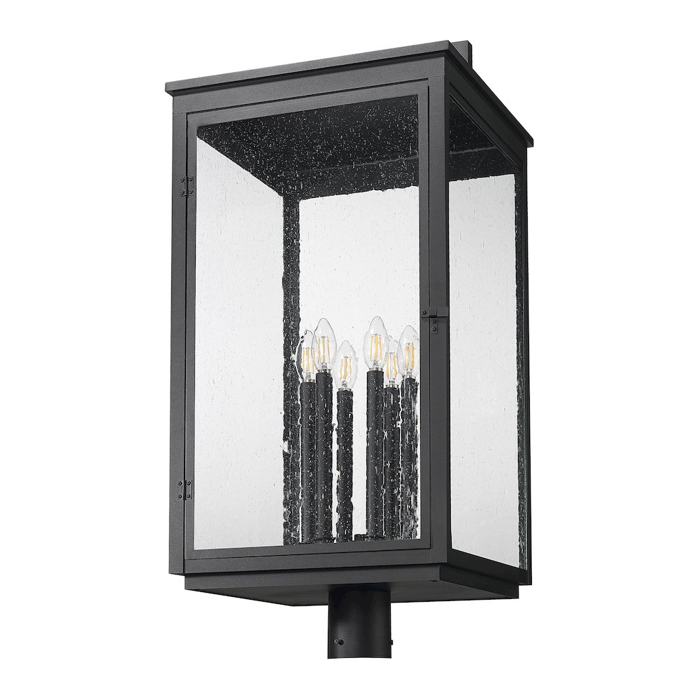 Z-Lite Hartwell 6 Light Outdoor Post Mount Fixture in Sand Black color. Picture 5