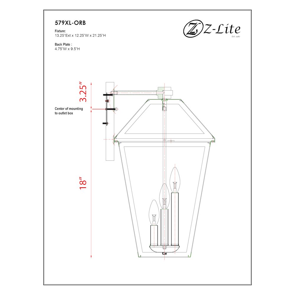Z-Lite 3 Light Outdoor Wall Light. Picture 8