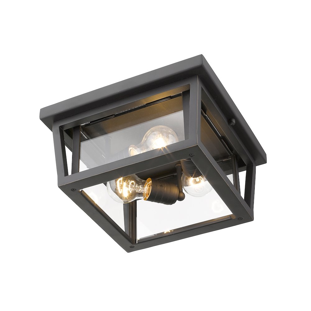 Z-Lite Seoul 3 Light Outdoor Flush Mount, Oil Rubbed Bronze. Picture 4