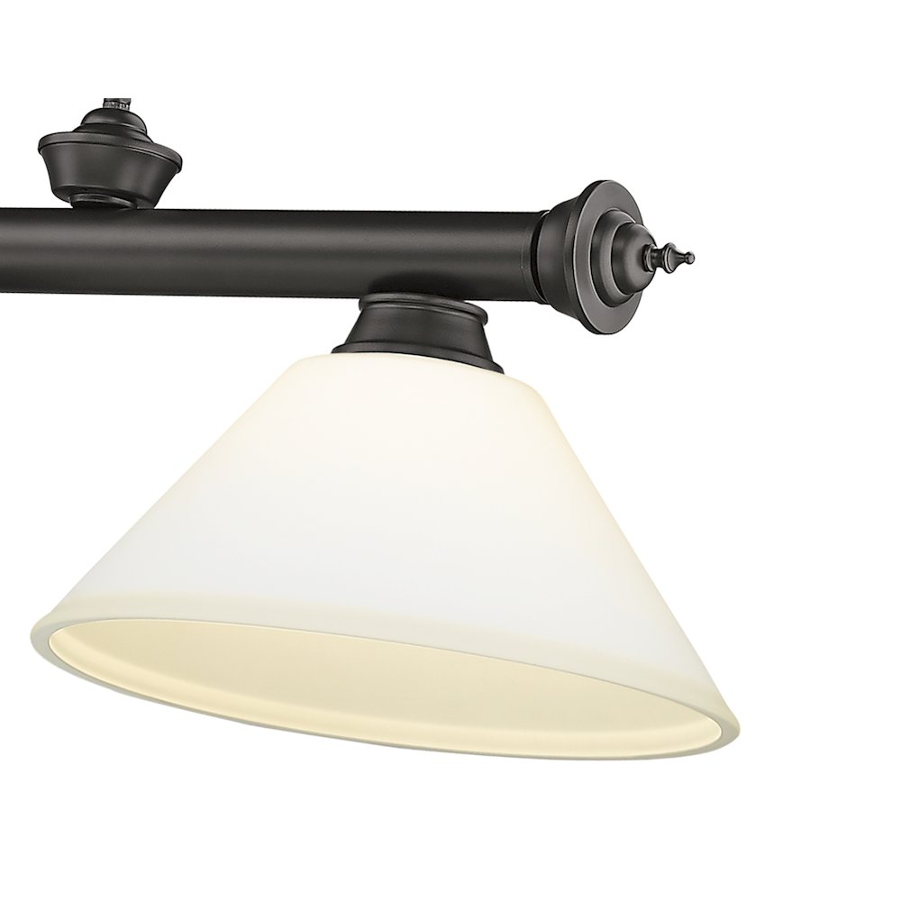 Z-Lite Cordon 3 Light Billiard, Steel Frame, Matte Opal Shade Color. Picture 4