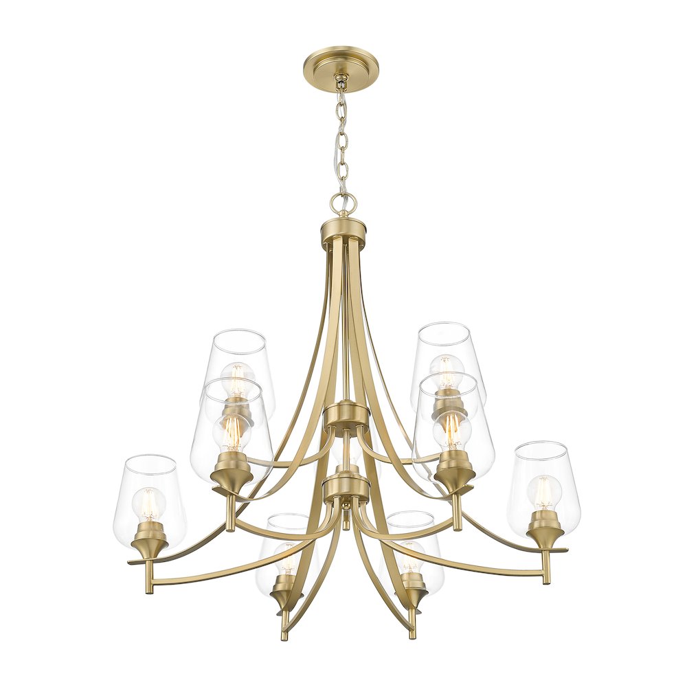 Z-Lite 9 Light Chandelier, Burnished Brass. Picture 2