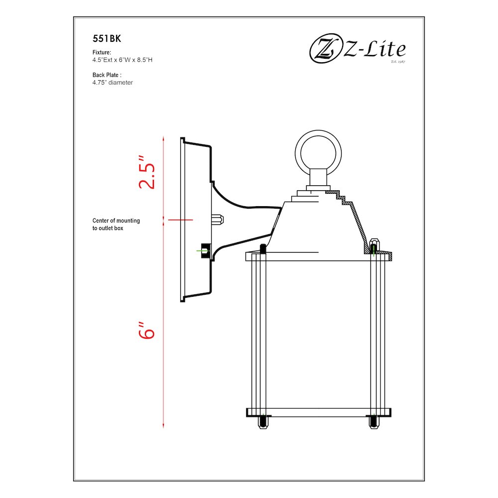 Z-Lite 1 Light Outdoor Wall Light. Picture 2