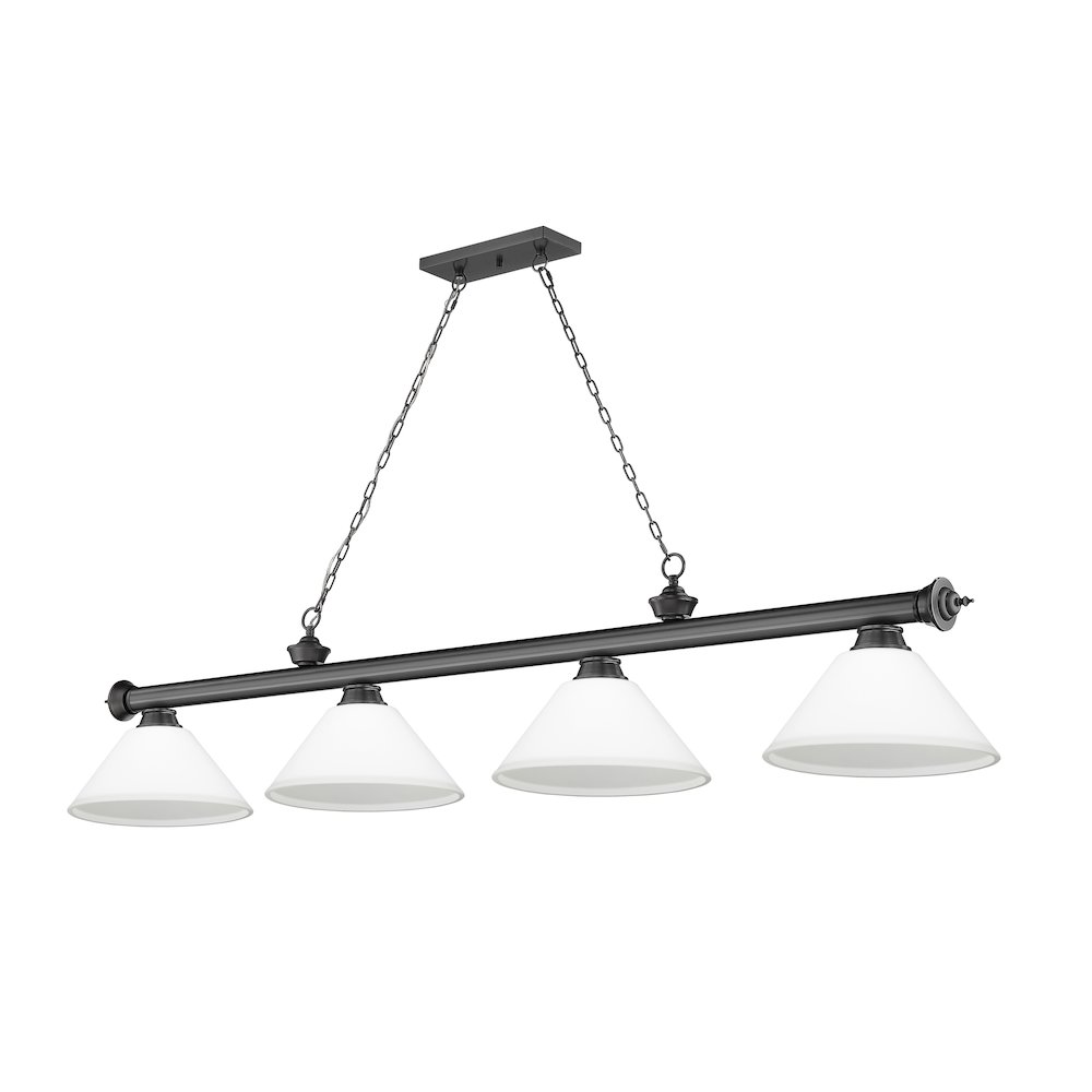 Z-Lite Cordon 4 Light Billiard, Steel Frame, Matte Opal Shade Color. Picture 5