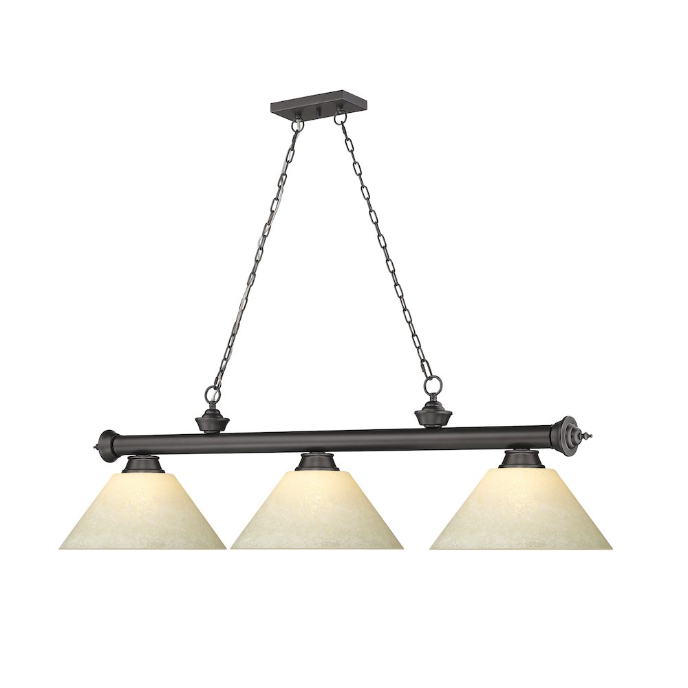 Z-Lite Cordon 3 Light Billiard, Steel Frame, Golden Mottle Shade Color. Picture 3