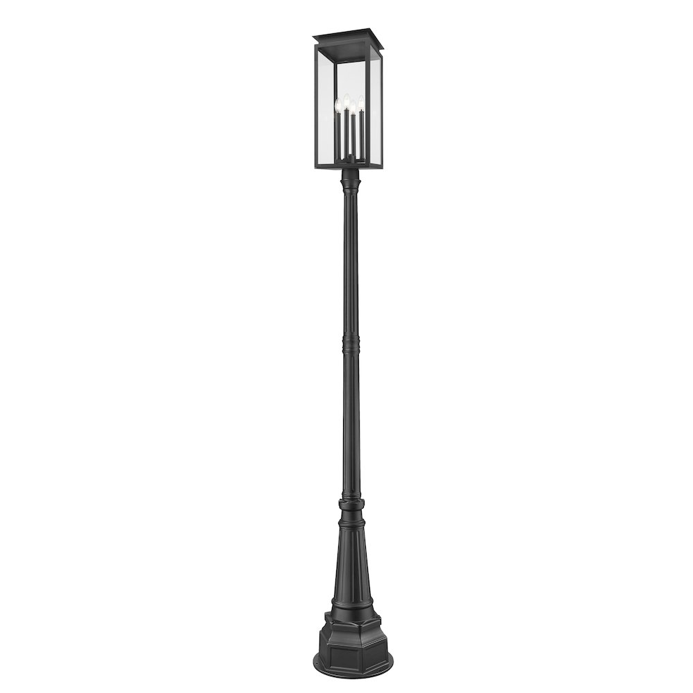Z-Lite Nova 4 Light Outdoor Post Mounted Fixture, Black. Picture 1
