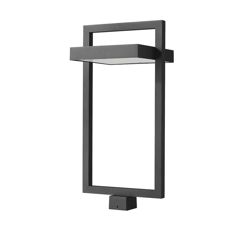 Z-Lite Luttrel 1 Light Outdoor Post Mount Fixture in Black Frame Finish. Picture 5