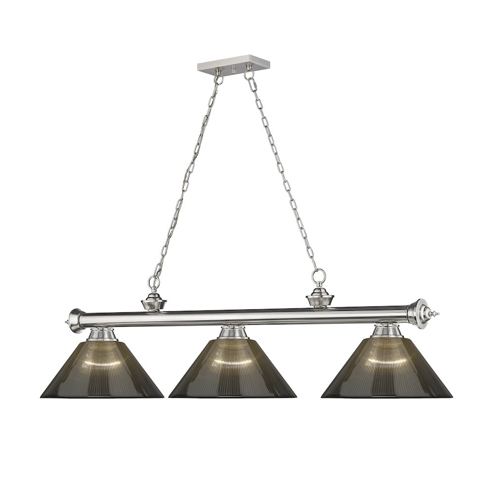 Z-Lite Cordon 3 Light Billiard, Steel Frame, Smoke Shade Color. Picture 3