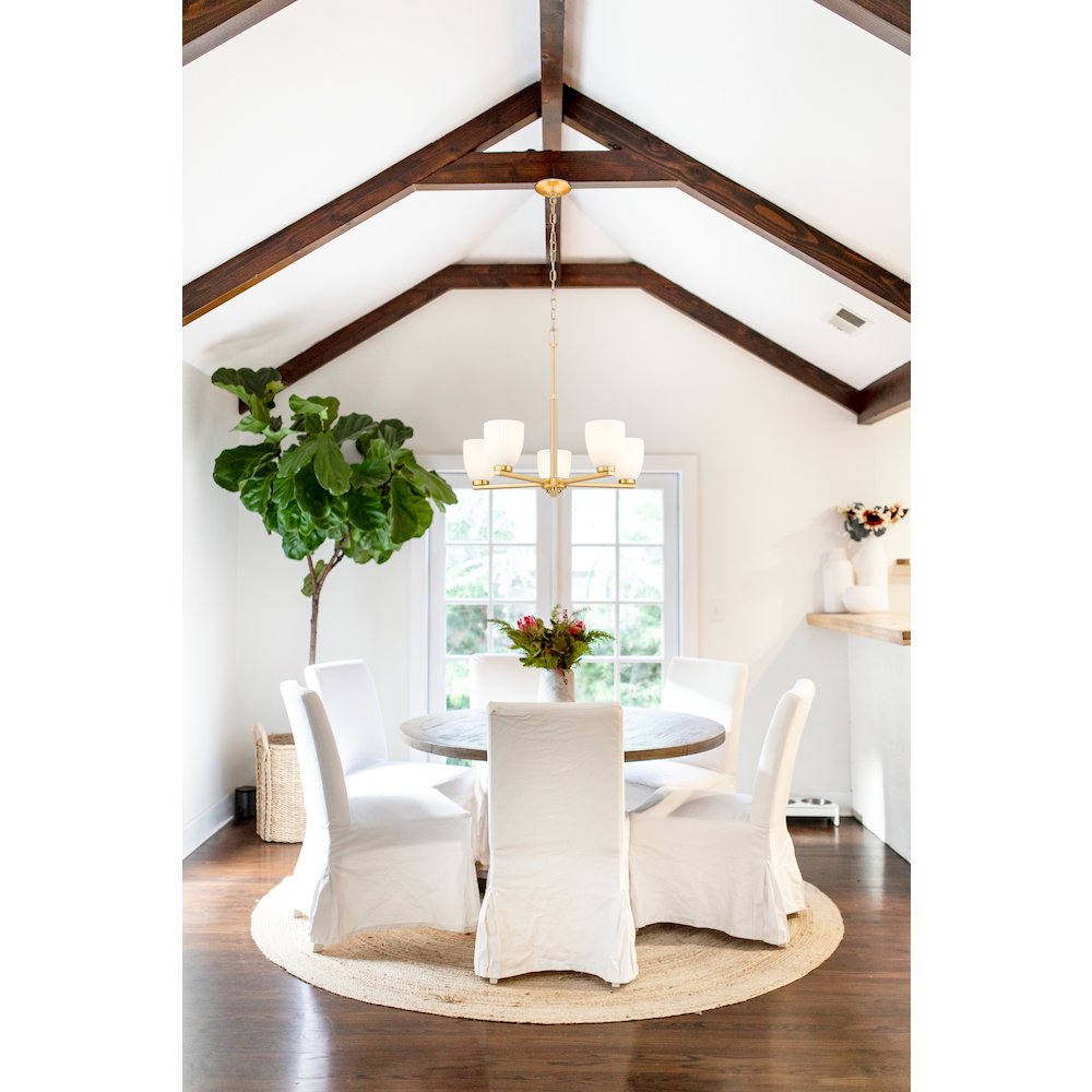 Z-Lite Naya 5 Light Chandelier in Modern Gold color, Steel frame. Picture 7