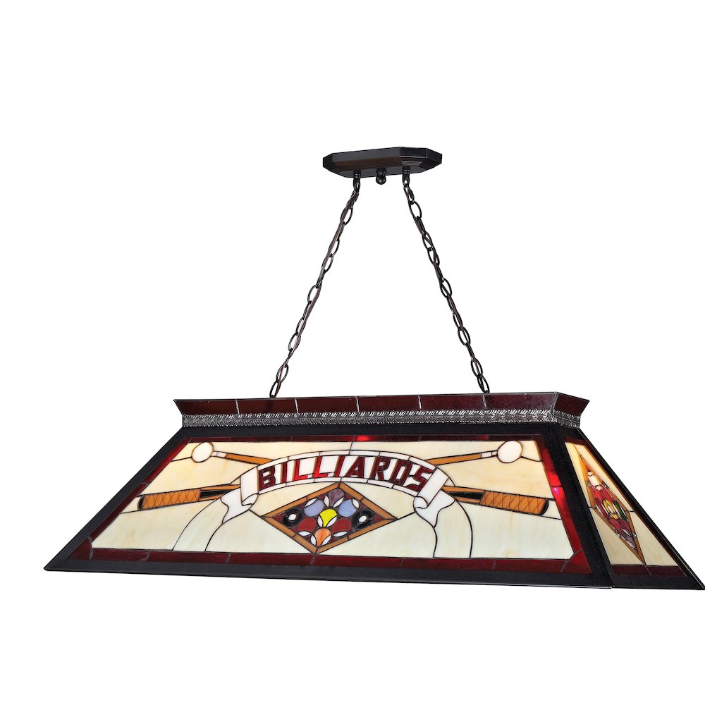 Z-Lite Tiffany Billiard 4 Light Billiard, Multi Colored Tiffany Shade Color. Picture 1