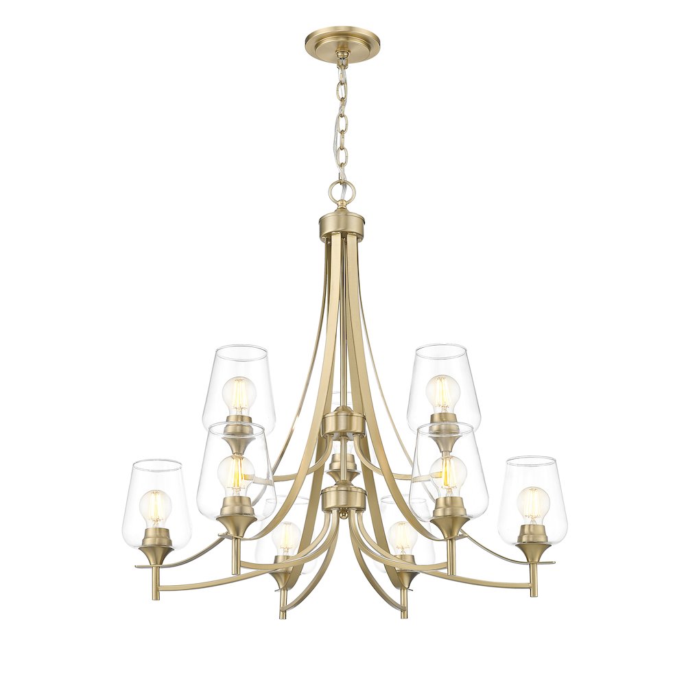 Z-Lite 9 Light Chandelier, Burnished Brass. Picture 3