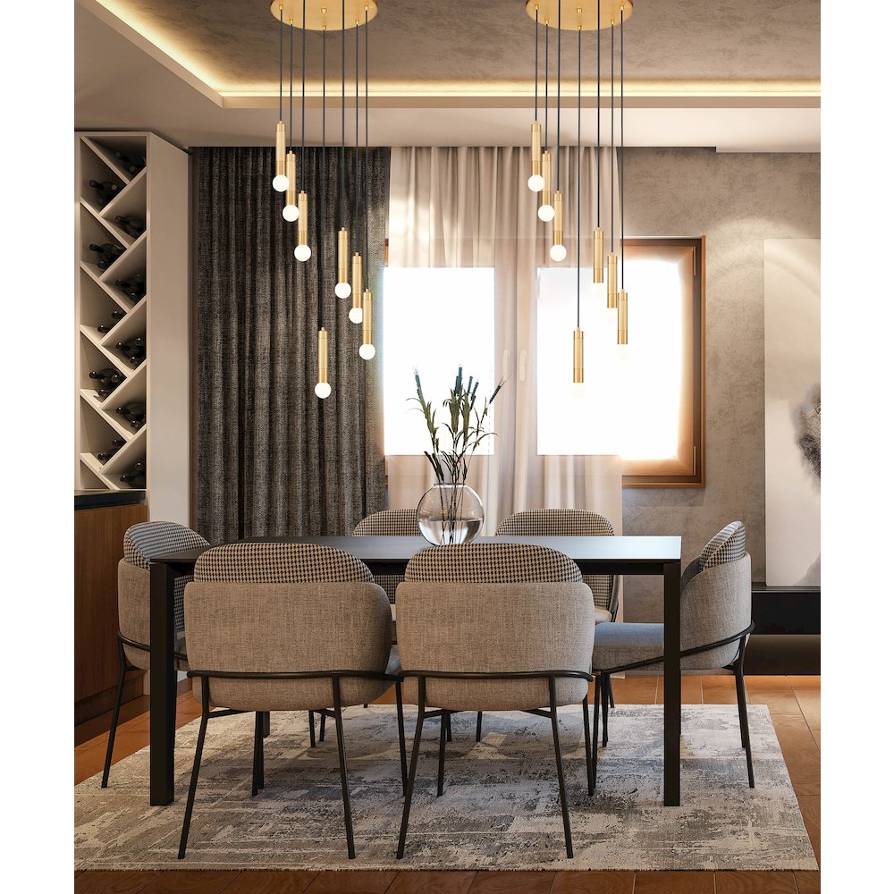 Z-Lite Stari 5 Light Chandelier in Modern Gold color, Steel frame. Picture 7