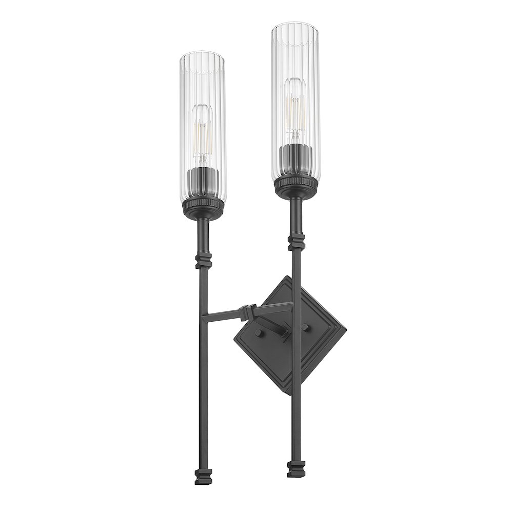 Z-Lite 2 Light Wall Sconce, Matte Black. Picture 7