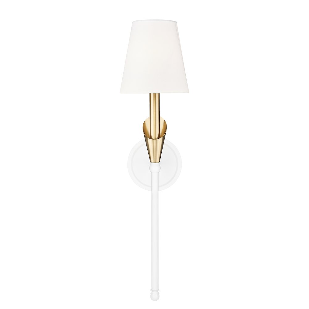 Z-Lite Claudelle 1 Light Wall Sconce in Textured White + Modern Gold color. Picture 2