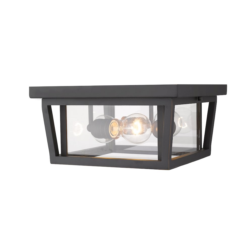 Z-Lite Seoul 3 Light Outdoor Flush Mount, Oil Rubbed Bronze. Picture 2