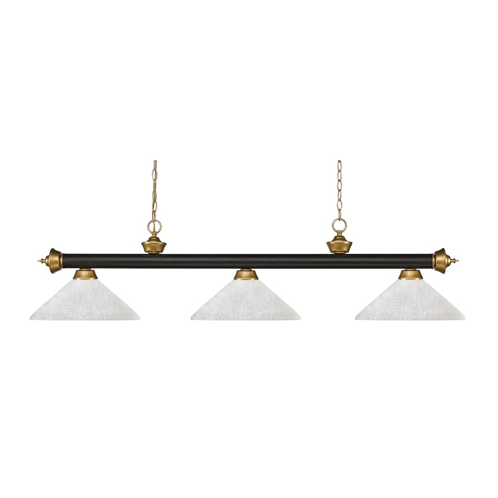 Z-Lite Riviera 3 Light Billiard, Steel Frame, White Linen Shade Color. Picture 1