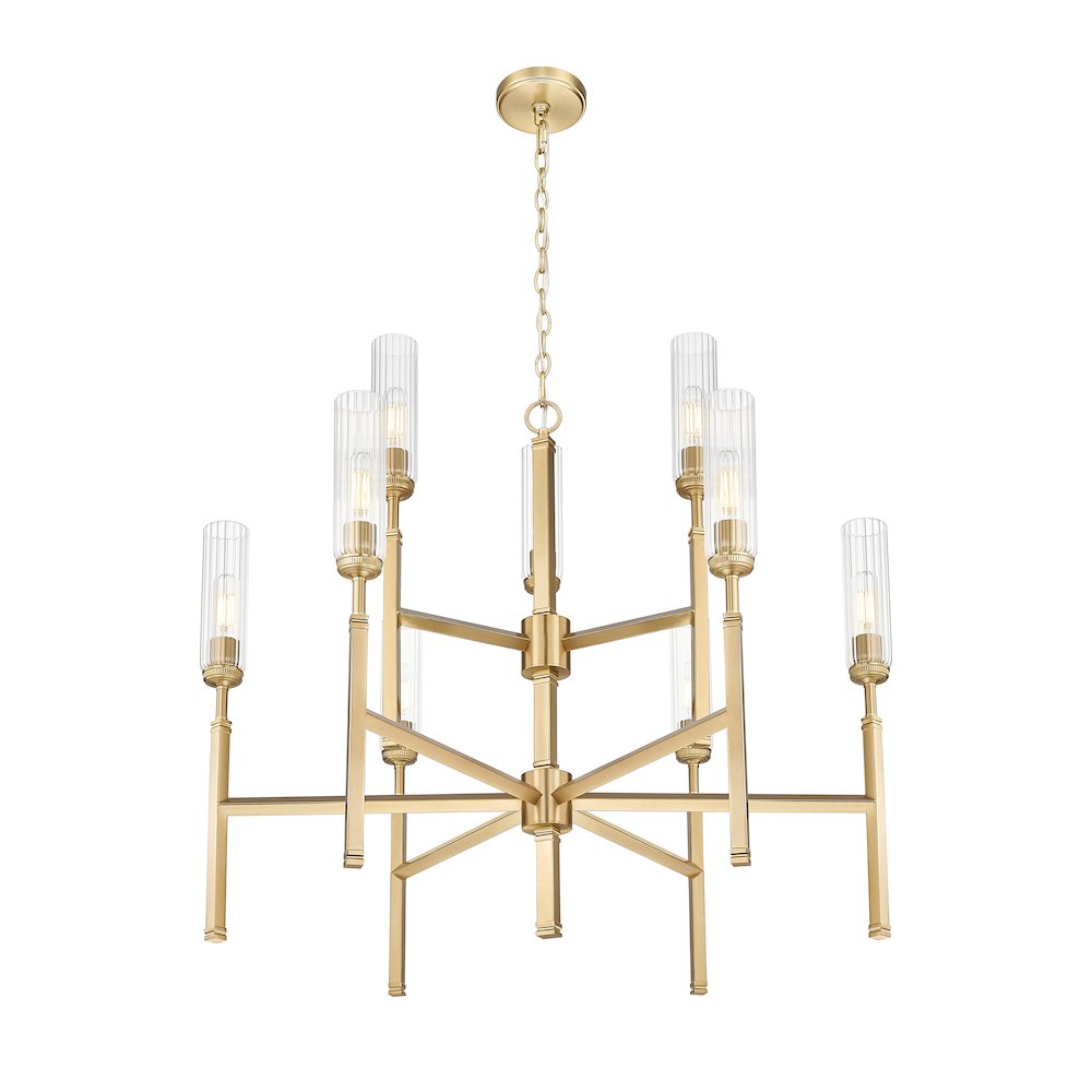 Z-Lite 9 Light Chandelier, Modern Gold. Picture 2