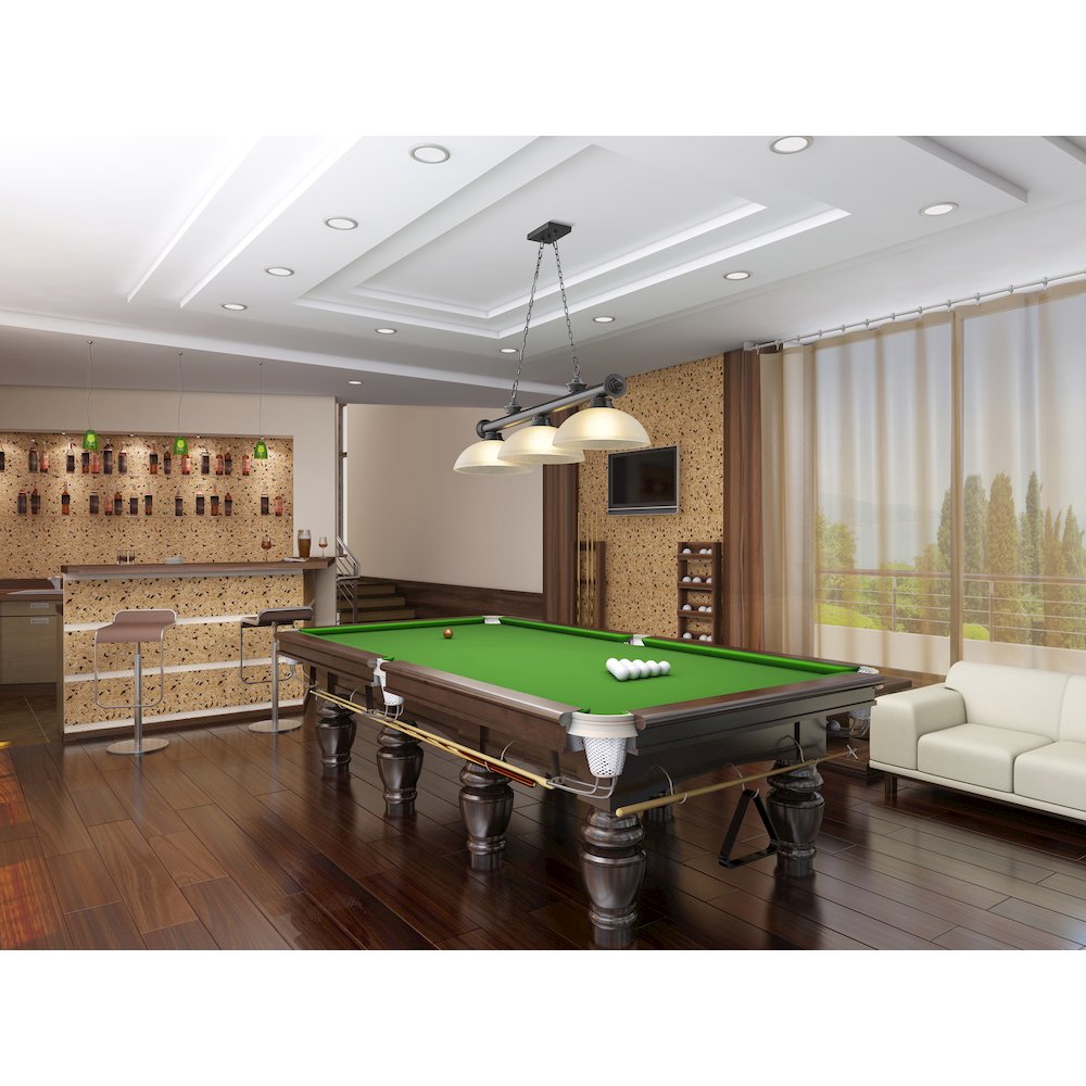 Z-Lite Cordon 3 Light Billiard, Steel Frame, White Linen Shade Color. Picture 6