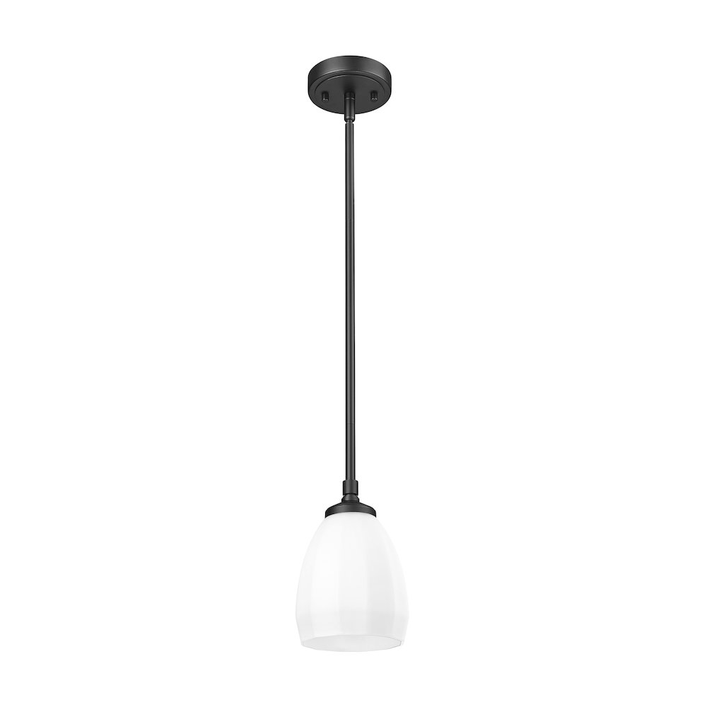 Z-Lite Oren 1 Light Pendant in Matte Black color, Steel frame. Picture 5