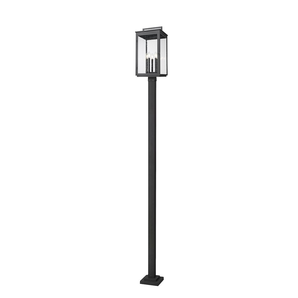 Z-Lite Hartwell 5 Light Outdoor Post Mounted Fixture in Sand Black color. Picture 1