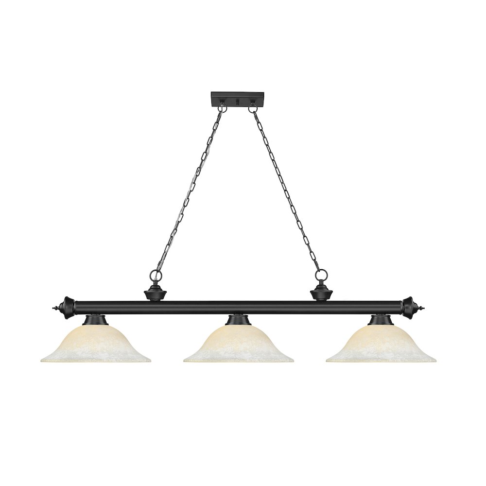 Z-Lite Cordon 3 Light Billiard, Steel Frame, White Mottle Shade Color. Picture 2