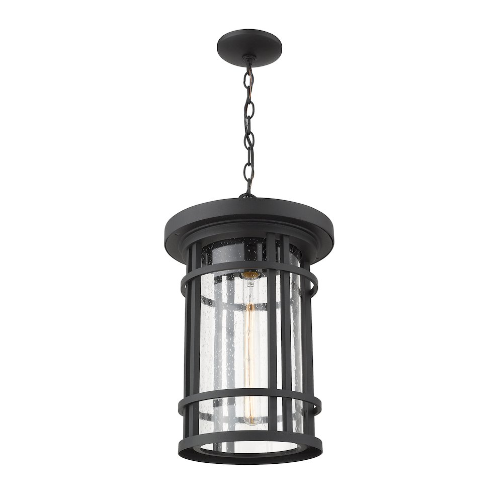 Z-Lite Jordan 1 Light Outdoor Chain Mount Ceiling Fixture, Black. Picture 2