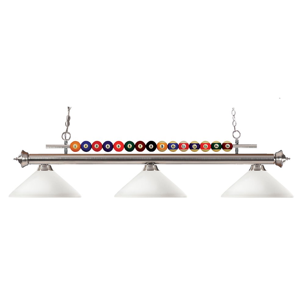 Z-Lite Shark 3 Light Billiard, Steel Frame, Matte Opal Shade Color. Picture 1