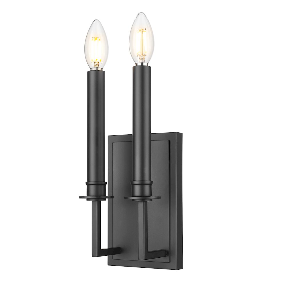 Z-Lite 1 Light Wall Sconce, Matte Black. Picture 1