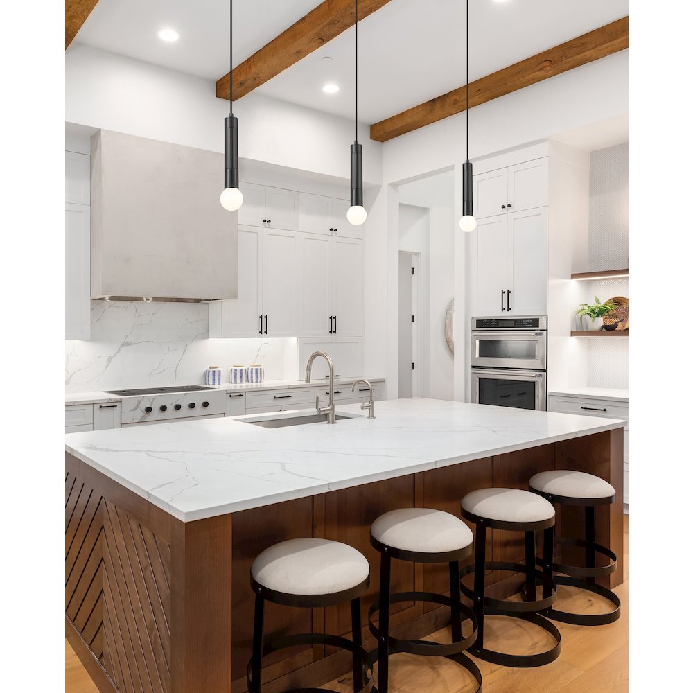 Z-Lite Stari 1 Light Pendant in Matte Black color, Steel frame. Picture 6