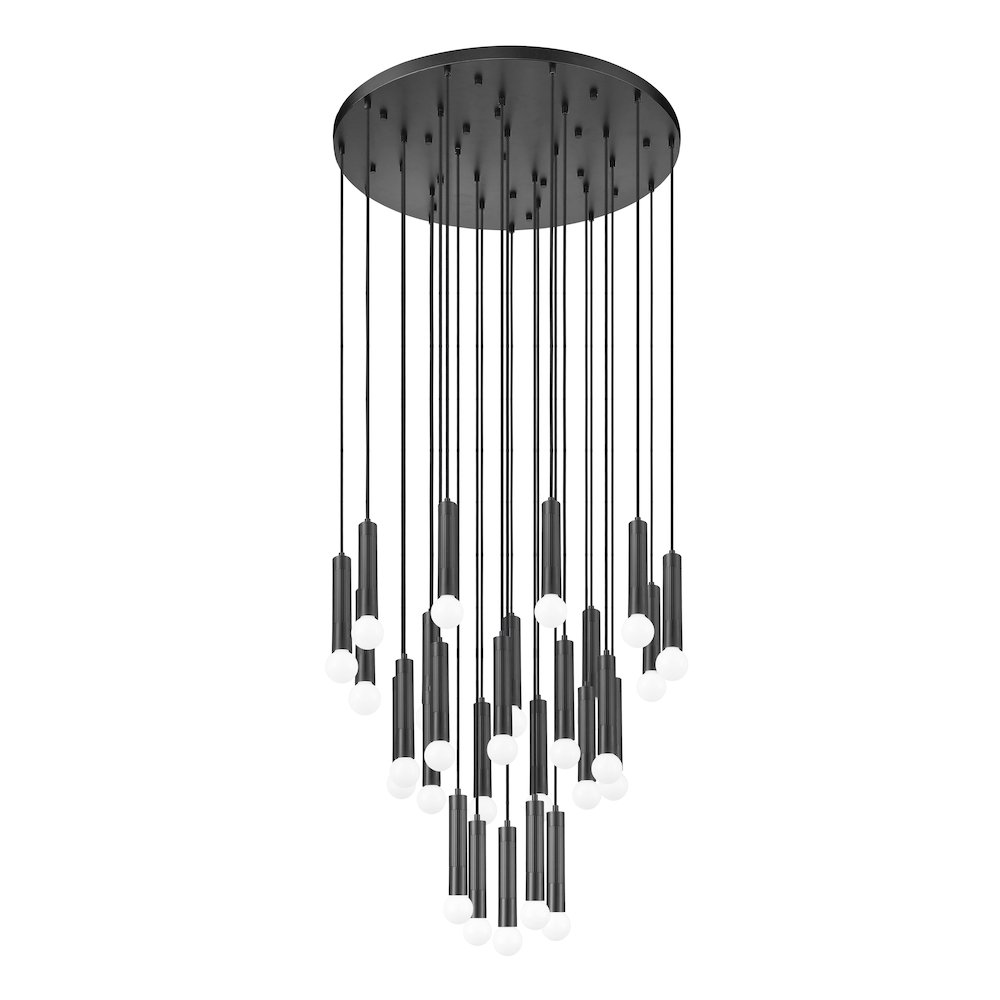 Z-Lite Stari 27 Light Chandelier in Matte Black color, Steel frame. Picture 5
