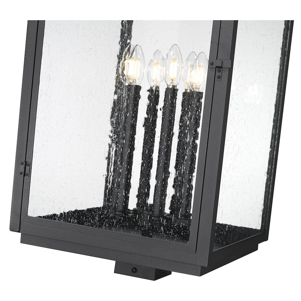 Z-Lite Hartwell 6 Light Outdoor Post Mount Fixture in Sand Black color. Picture 4