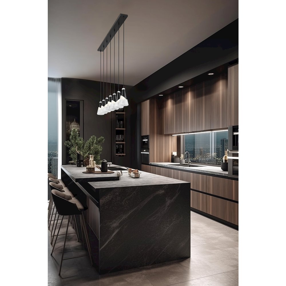 Z-Lite Aimie 7 Light Linear Chandelier, Matte Black. Picture 6