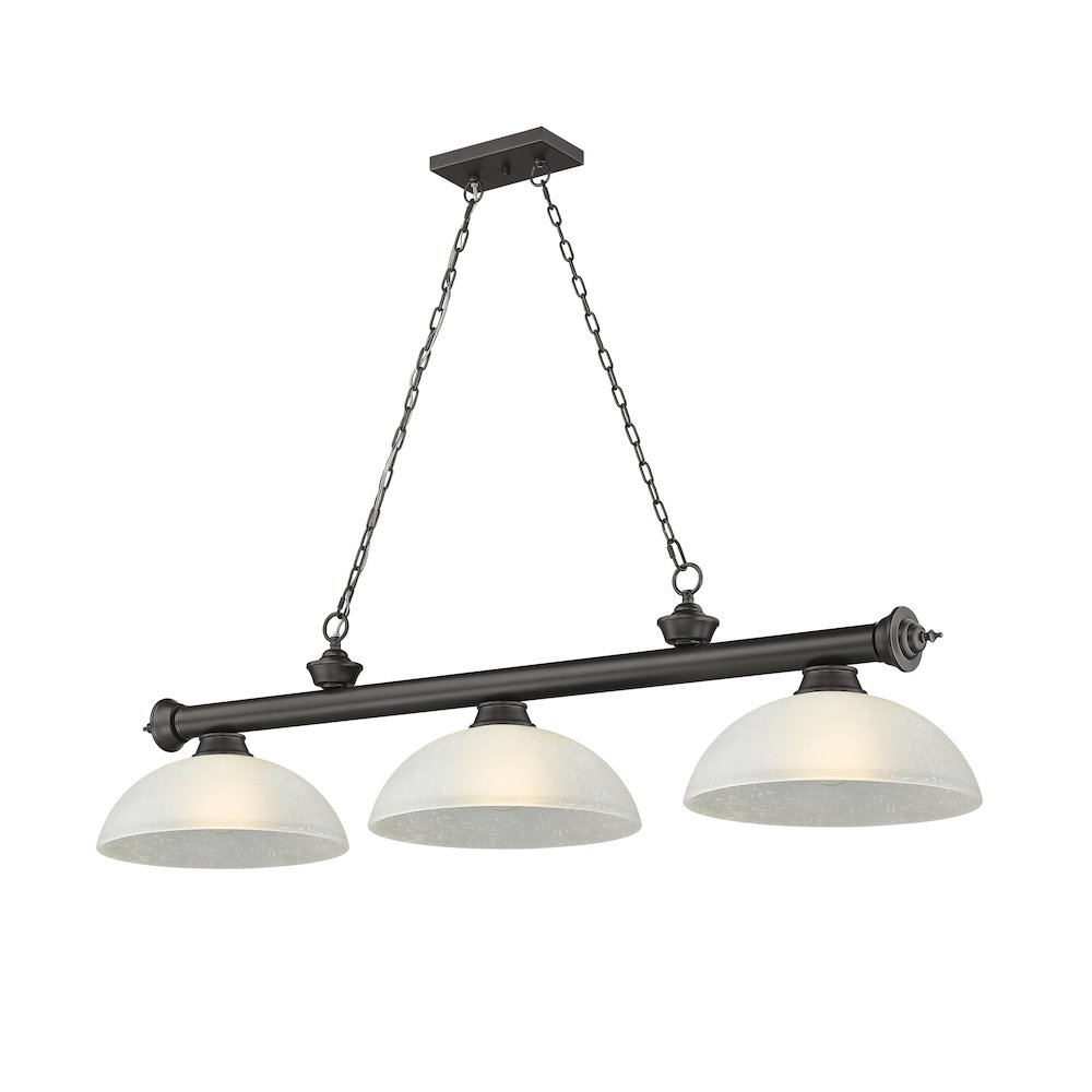 Z-Lite Cordon 3 Light Billiard, Steel Frame, White Linen Shade Color. Picture 1